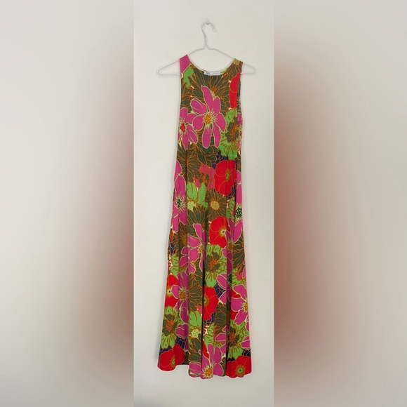 Zara Floral Knit Maxi Long Dress Limited Edition Rare Lightweight Medium - Picture 2 of 8